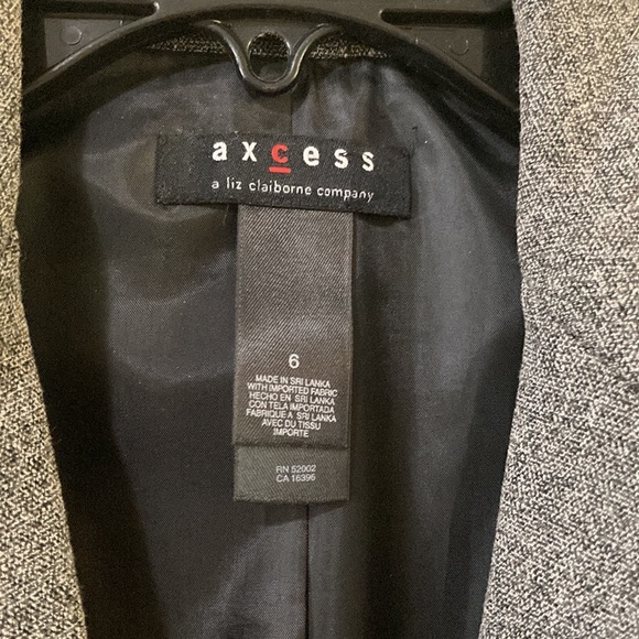 Axcess-Liz Claiborne Gray Marbled Business Casual Blazer with Black Piping-Sz 6 - Picture 3 of 4